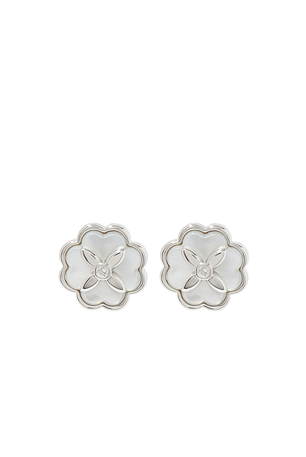 Heritage Bloom Studs, Plated Metal & Mother-of-Pearl
